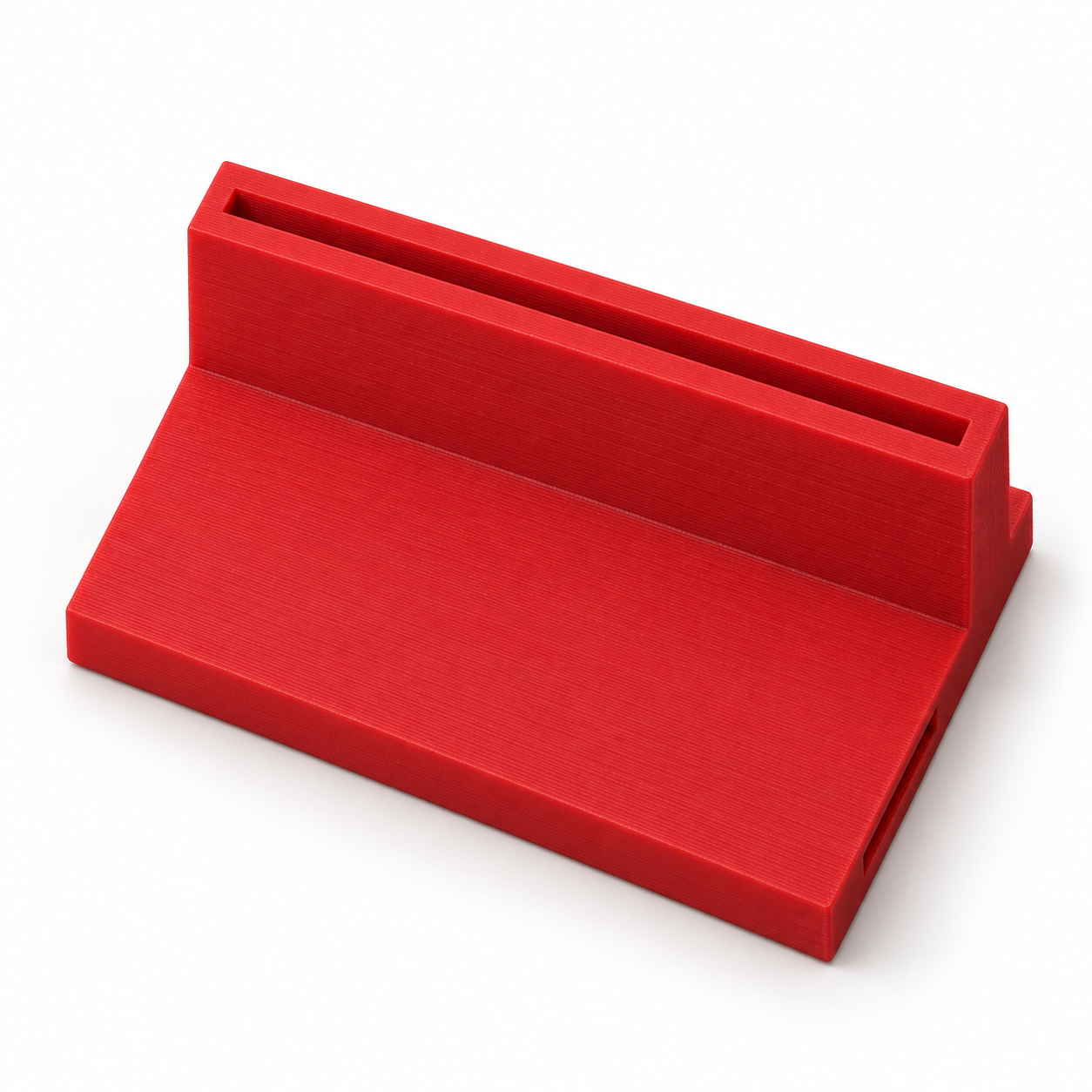 Blitz-Reflexkartenhalter mit Gummibandkanal – rot. KI-Visualisierung der Standardmaße.