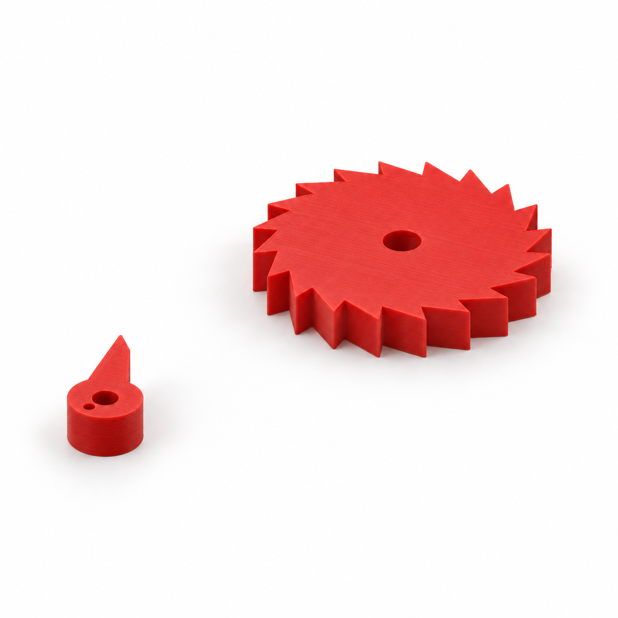 Sperrrad und Schwenkklinke für langsame Handmodelle – KI-Produktvisualisierung