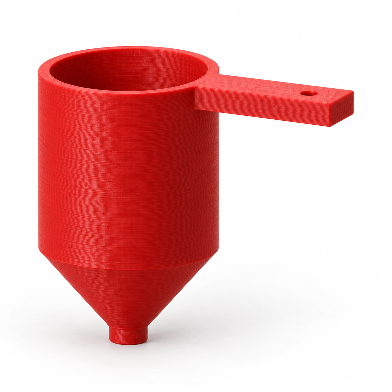Auslaufvergleichsbecher für wasserbasierte Hobbyfarbe – rot; KI-Produktvisualisierung