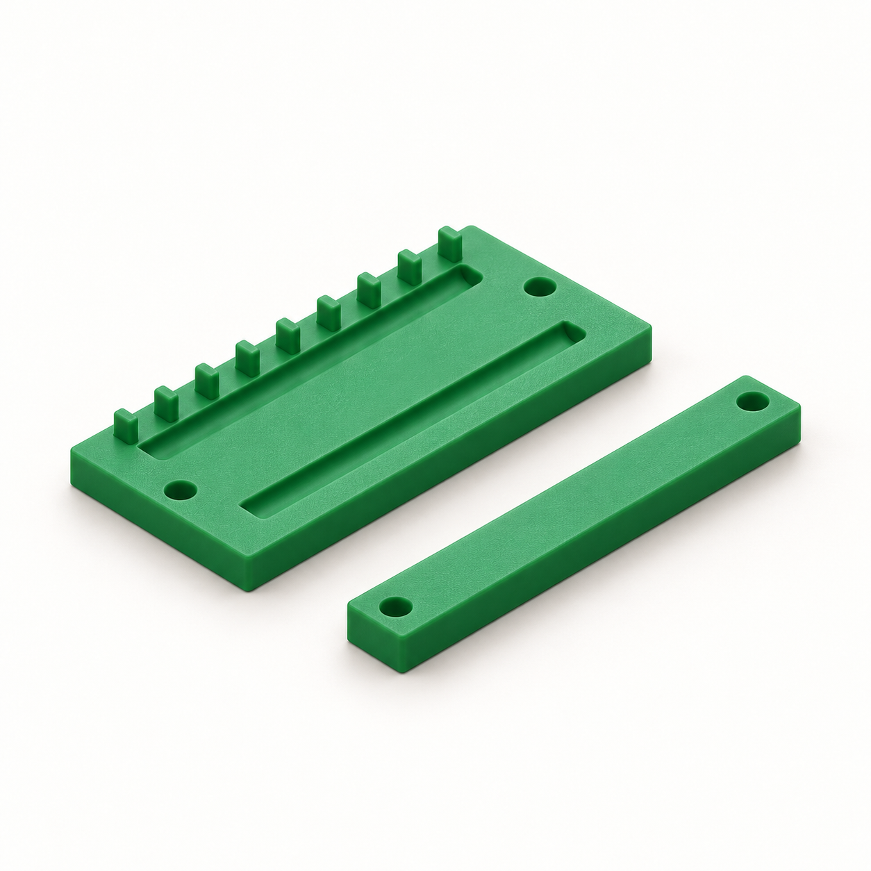 Kalimba-Zungenbrücke mit Rundstabsitzen und Klemmsteg – KI-Produktvisualisierung