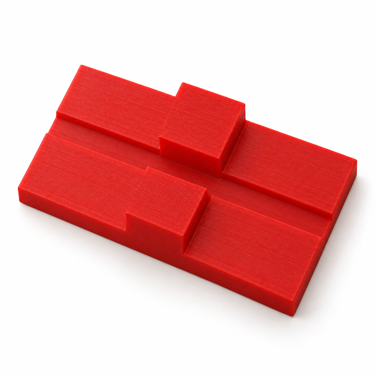 Kupferfolien-Zentrierlehre für gerade Glaskanten – rot. KI-Visualisierung der Standardmaße.