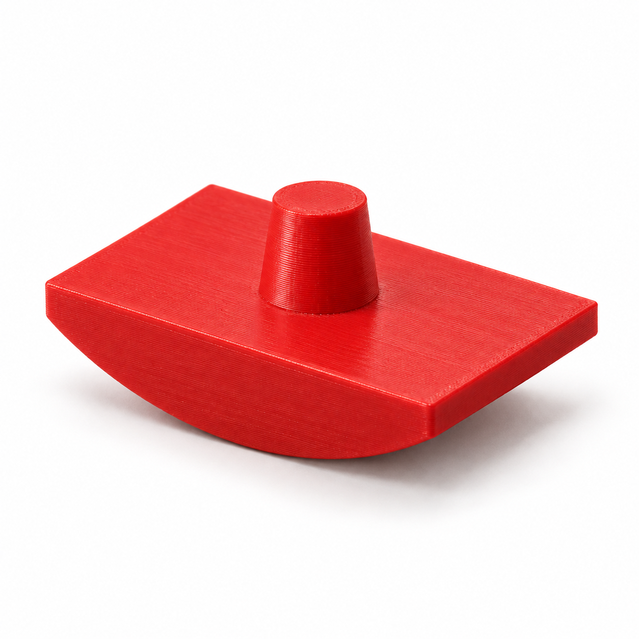Löschwiege mit gewölbter Auflage für eigenes Löschpapier – rot. KI-Visualisierung der Standardmaße.
