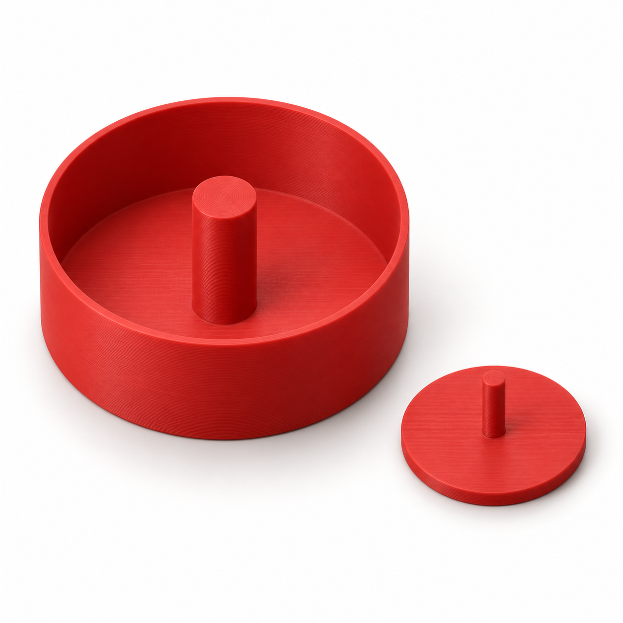 Perlen-Spinner mit Schale und Handspindel nach Maß – rot. KI-Visualisierung der Standardmaße.
