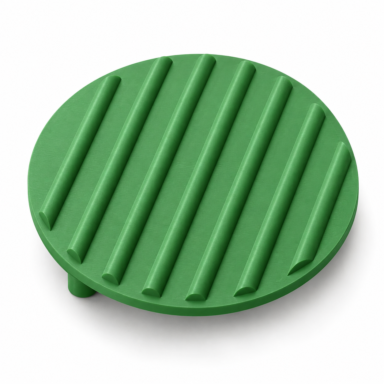 Pinselwaschglas-Rippeneinsatz mit Abstandfüßen – grün. KI-Visualisierung der Standardmaße.