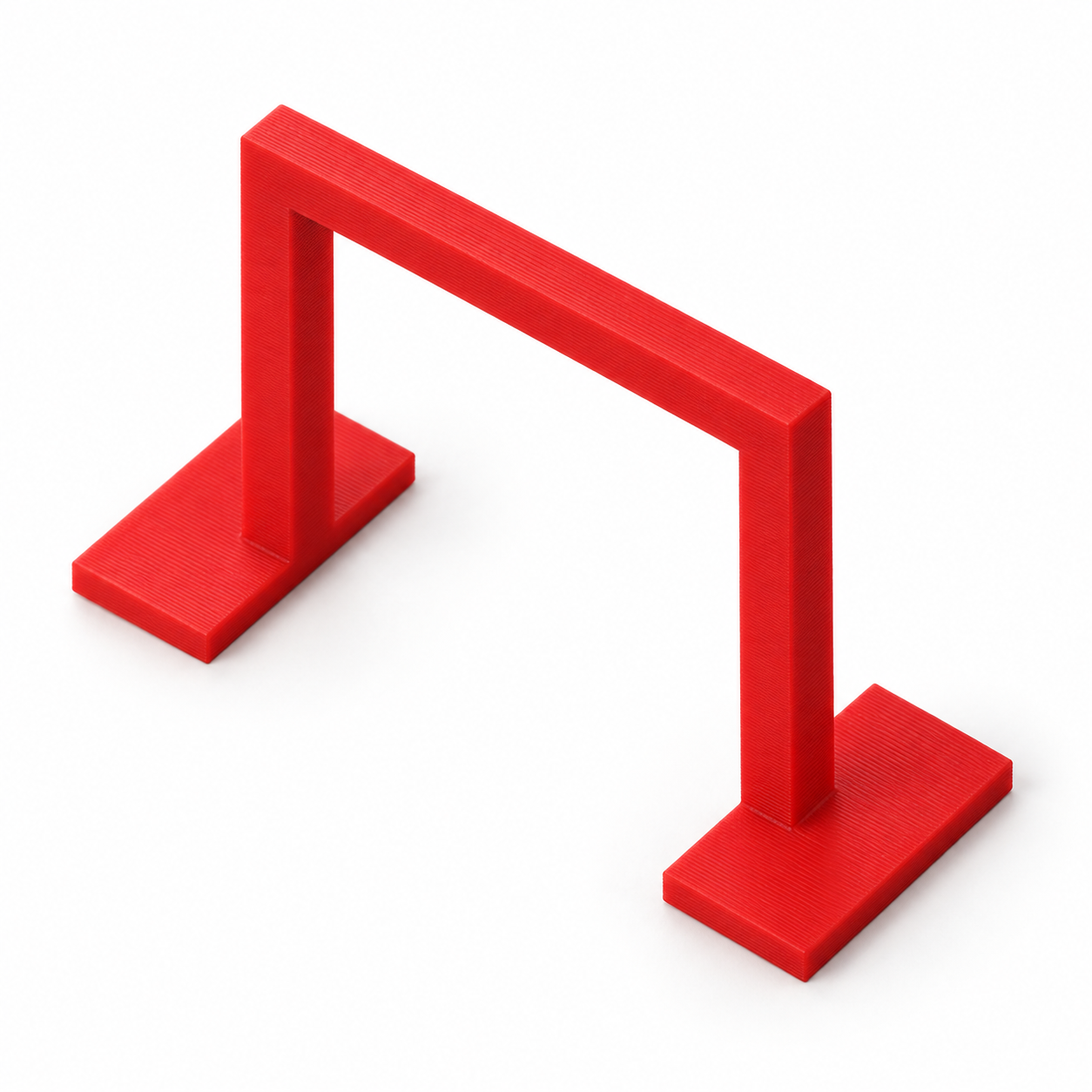 Putting-Startlinientor mit freier Rollbahn – rot. KI-Visualisierung der Standardmaße.