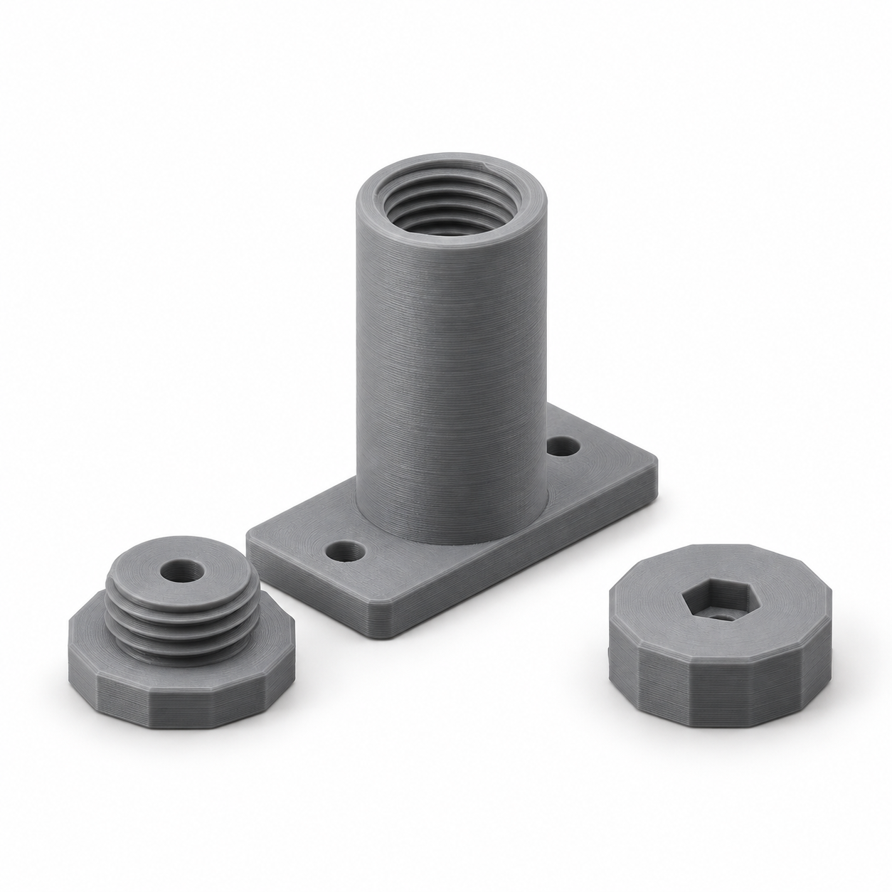 Raststift-Gehäuse mit Zugknopf für eigene M4-Stange – KI-Produktvisualisierung