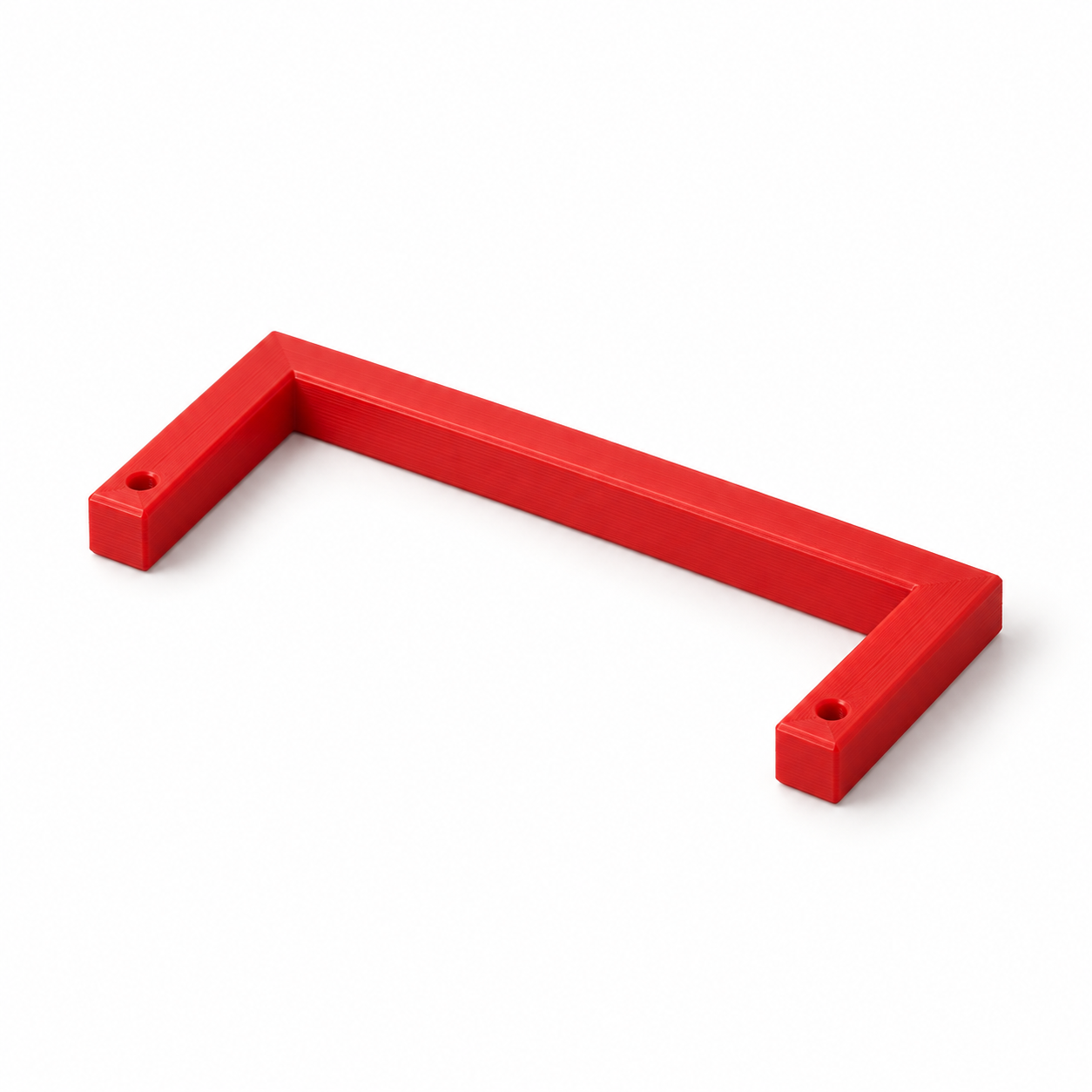 Handbogen für Schleifschnur mit Knotenlöchern – rot. KI-Visualisierung der Standardmaße.
