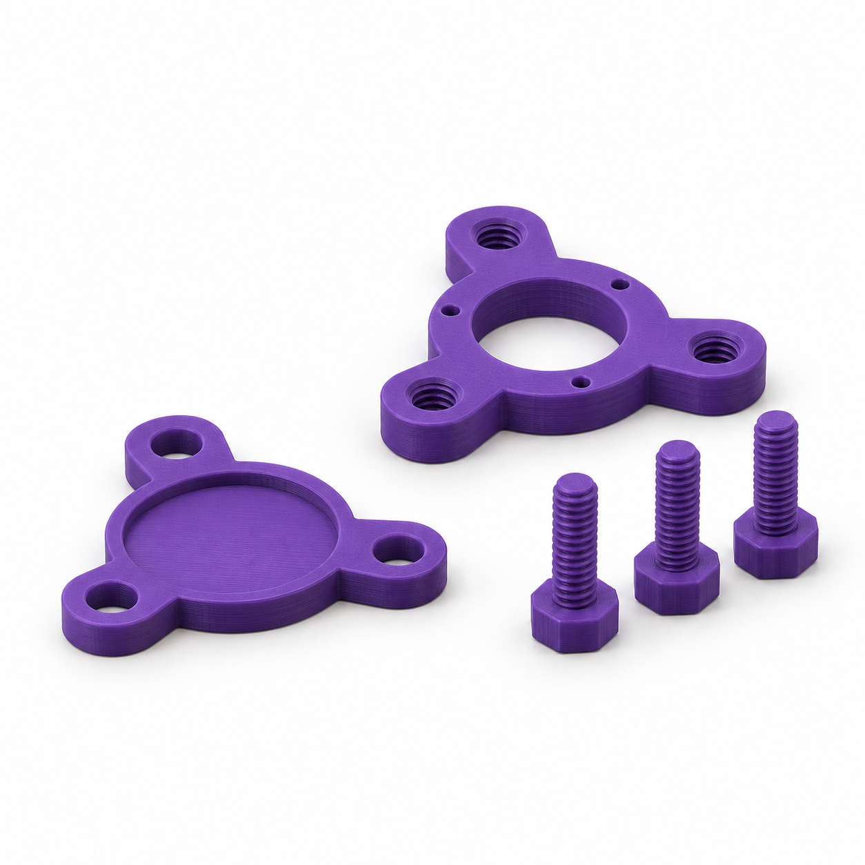 Spiegelhalter mit drei Stellschrauben für kleine Tischaufbauten – KI-Produktvisualisierung