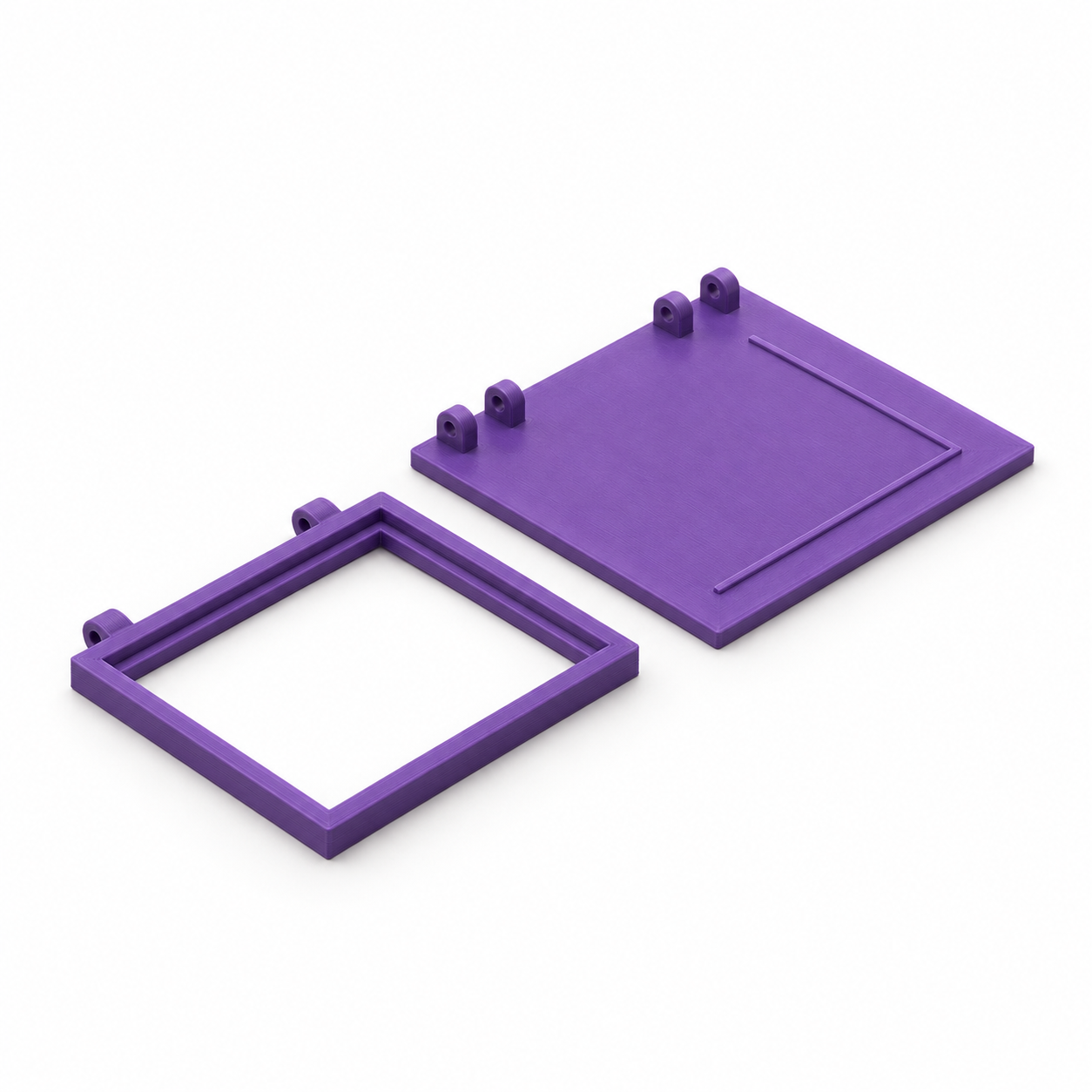 Stempel-Klapprahmen mit Anschlagbasis für eigene Acrylplatte – KI-Produktvisualisierung