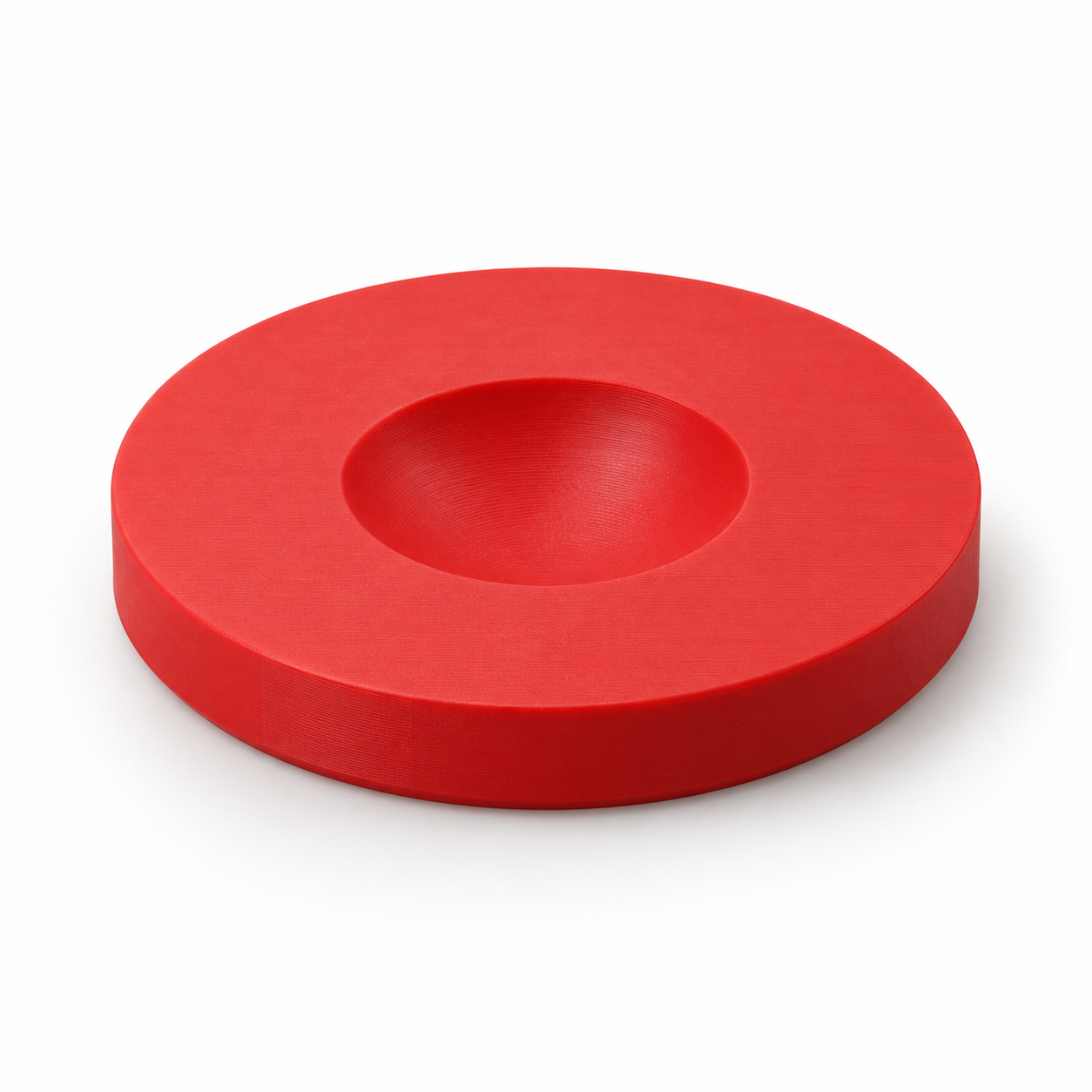 Stützspindel-Drehschale mit eigener Kugelmulde – rot. KI-Visualisierung der Standardmaße.