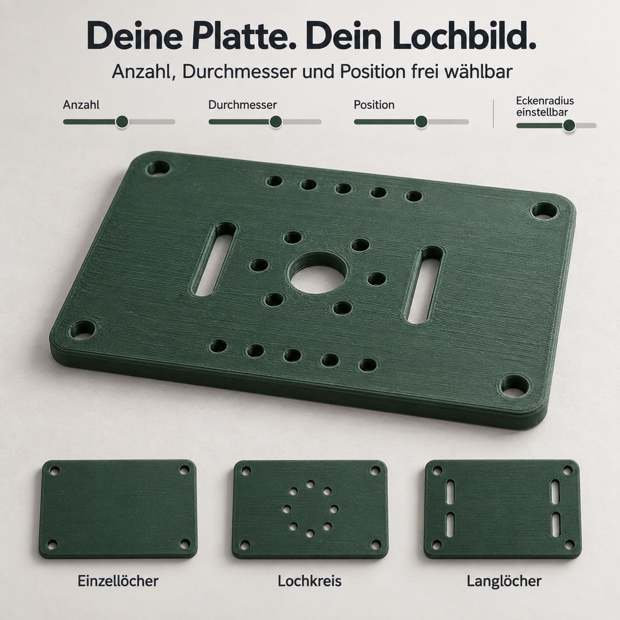 Kombinations-Montageplatte mit drei Lochgruppen