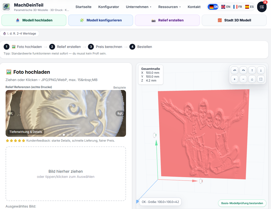 Convertir fotos en relieves 3D STL – crear modelos imprimibles online