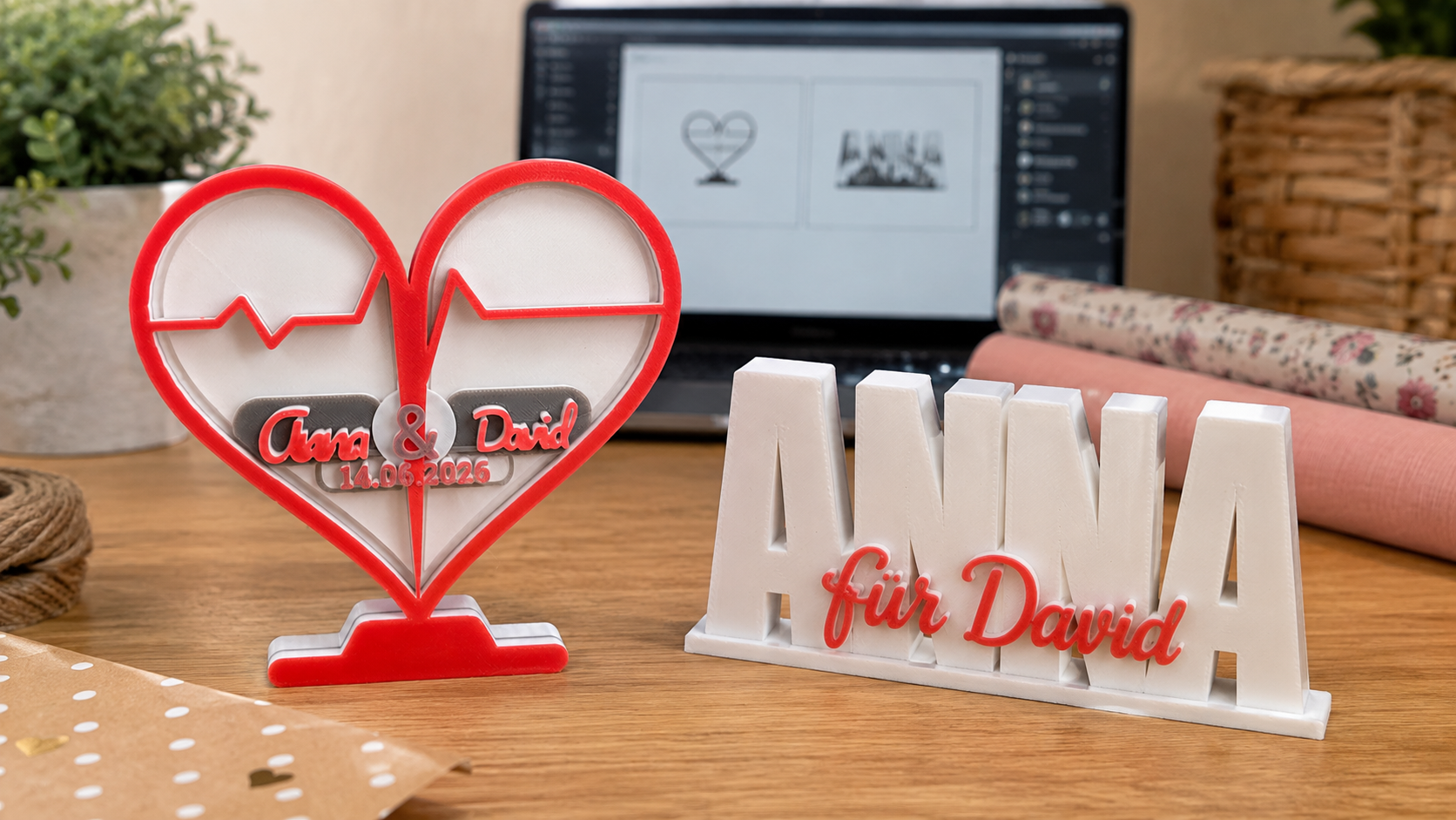 3D-Modelle online personalisieren: Namen eingeben, Vorschau prüfen und als STL herunterladen oder drucken lassen