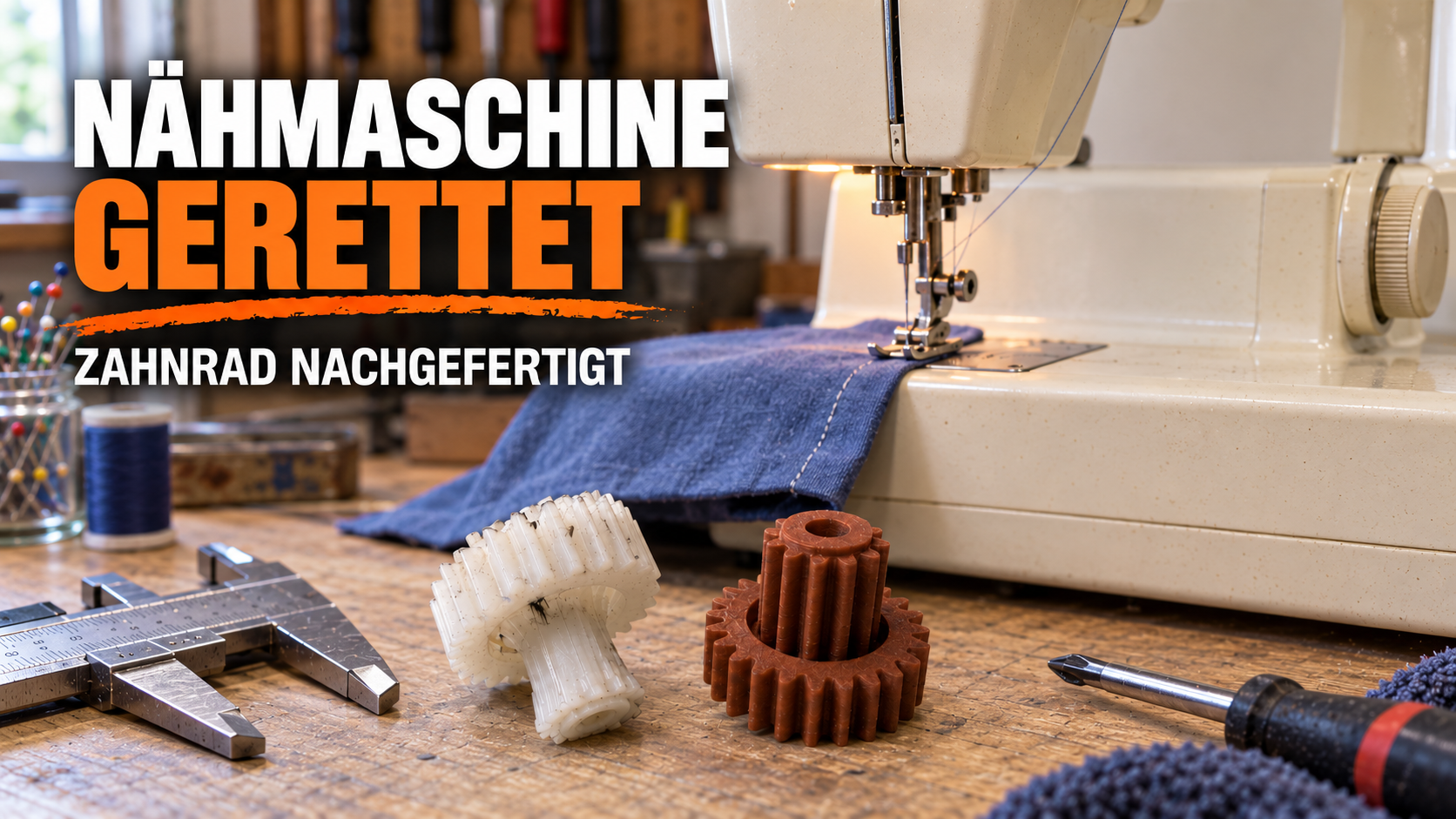 Nähmaschinen-Zahnrad nachfertigen: altes Gerät retten statt wegwerfen