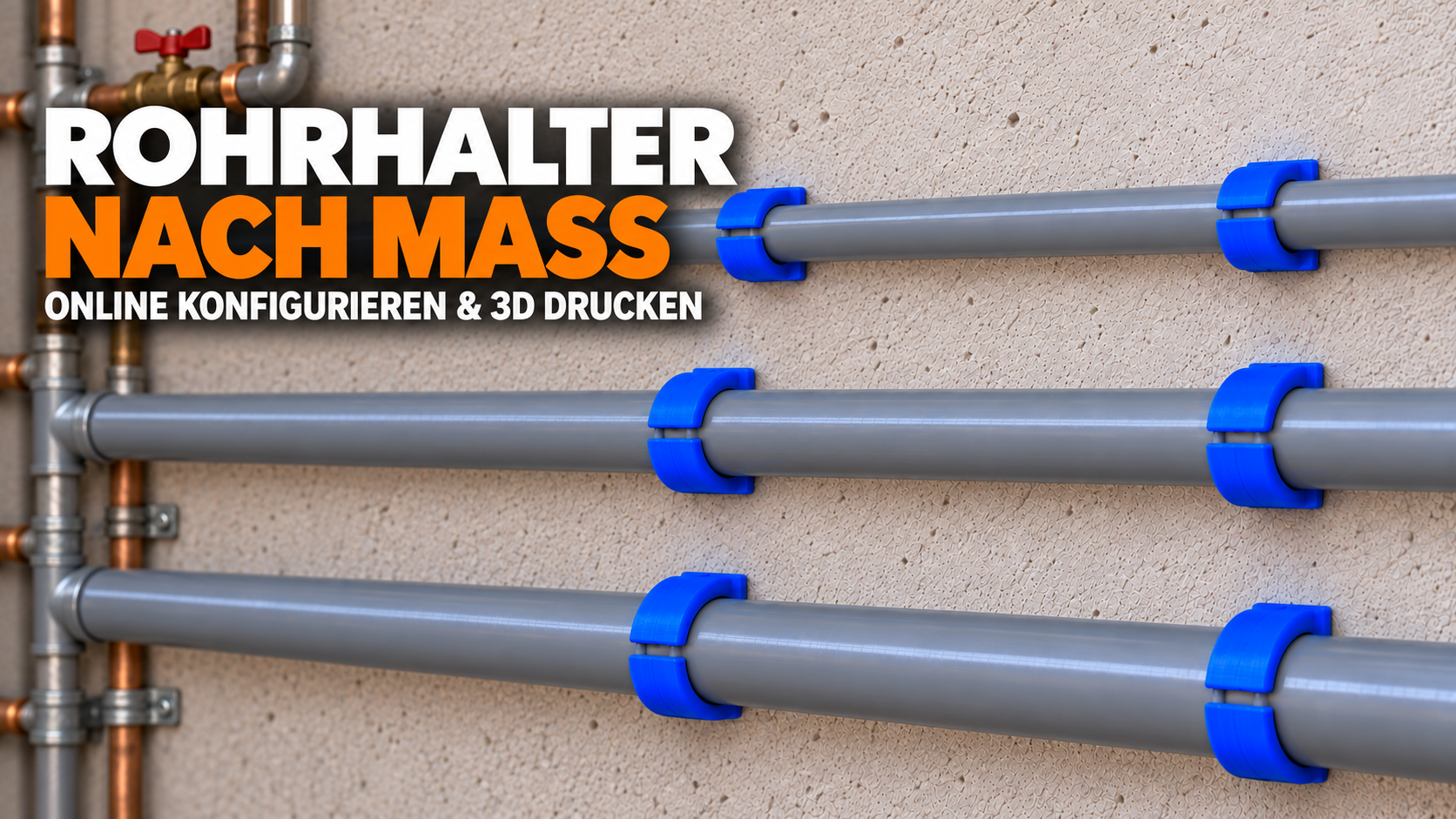 Rohrhalter-Clip nach Maß: Rohre, Schläuche und Kabel sauber an der Wand befestigen