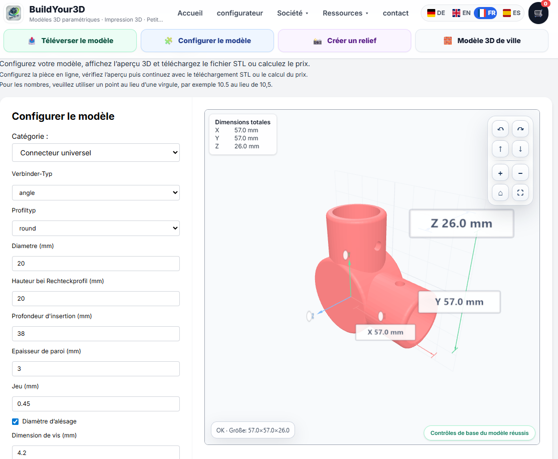 Connecteur de tube sur mesure – Configurer des raccords d’angle, en T et croisés pour l’impression 3D