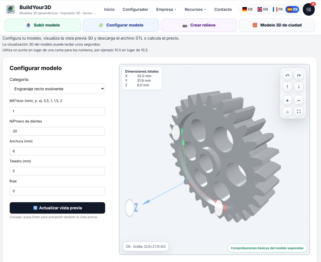 Crear piezas de repuesto sin CAD – Configurador STL paramétrico para engranajes, adaptadores y piezas técnicas