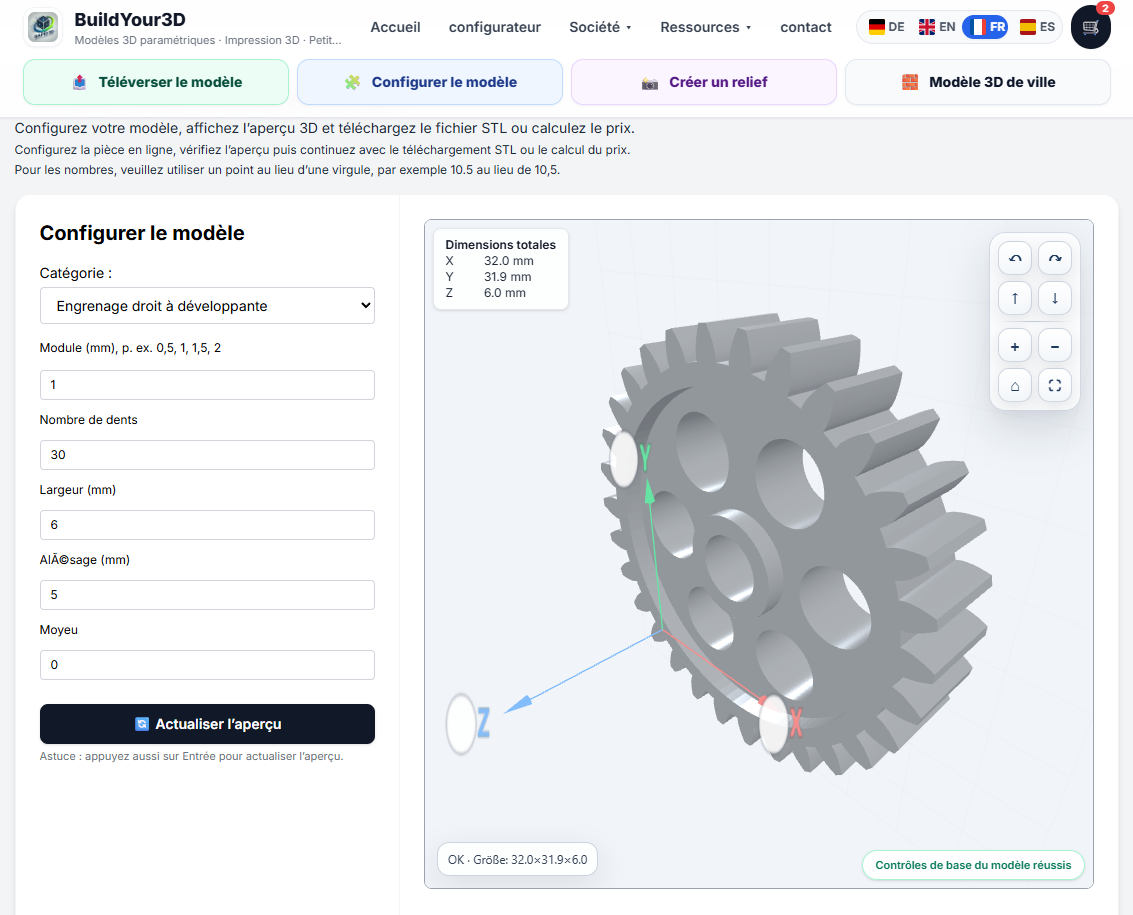 Créer un engrenage de remplacement sans CAO – Configurateur d’engrenage droit et génération STL en ligne