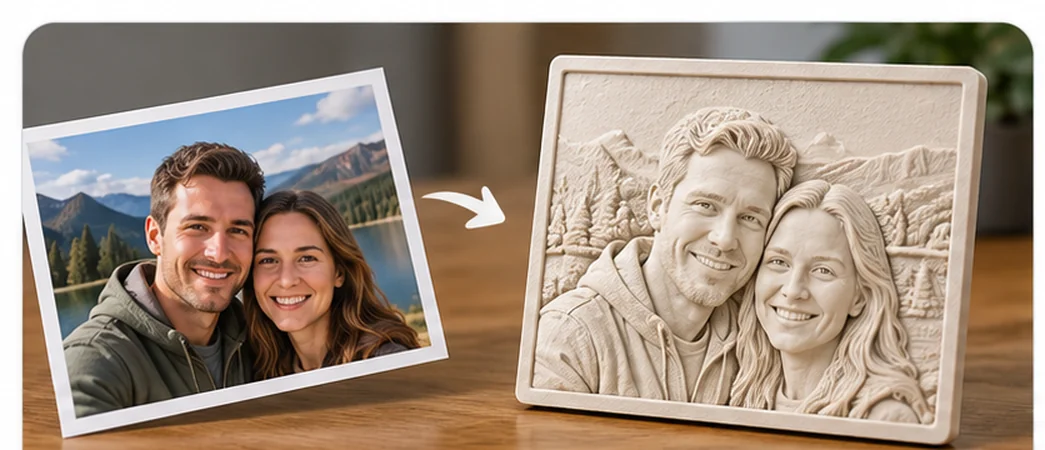 Beispiel eines aus einem Foto erzeugten 3D-Reliefs