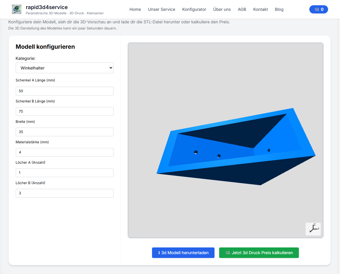 Konfigurator Schritt 5: STL generieren und weiterverwenden