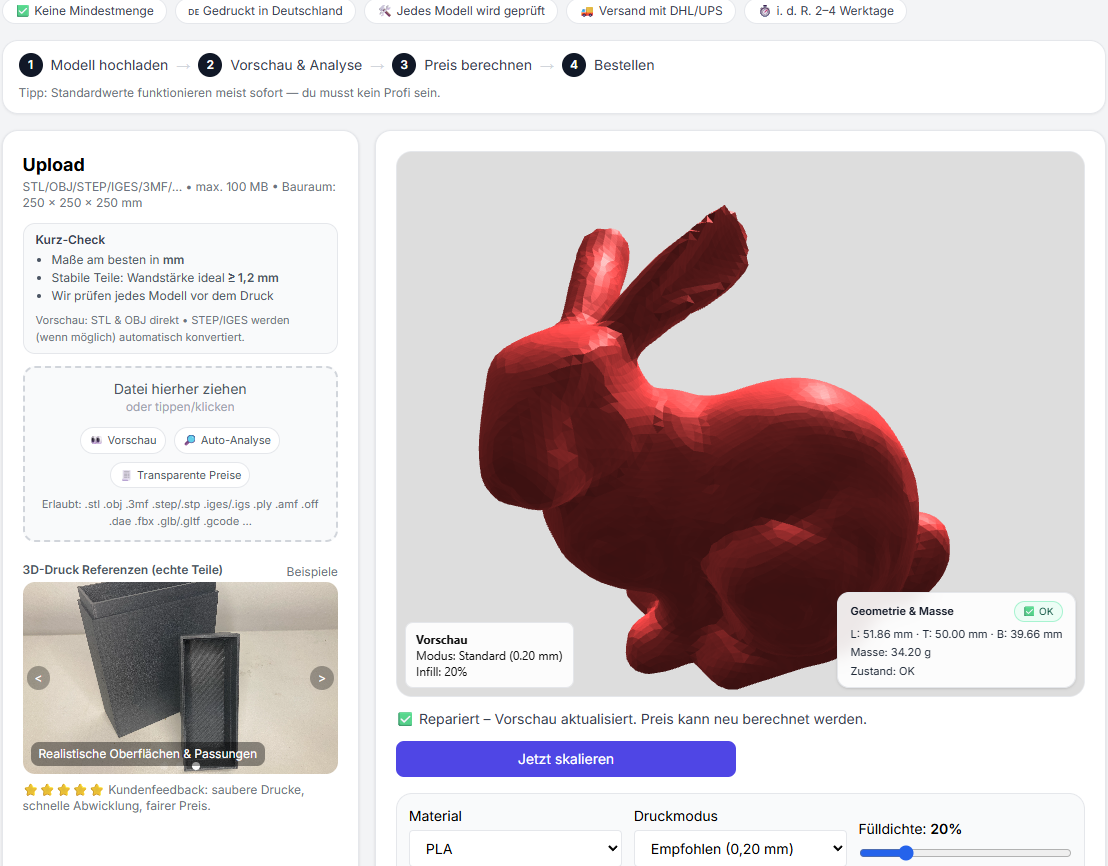 Repariertes 3D Modell – geschlossen/watertight nach Mesh Repair