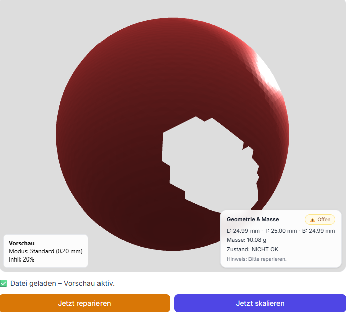 STL-Datei reparieren – offene STL, non-manifold, nicht watertight